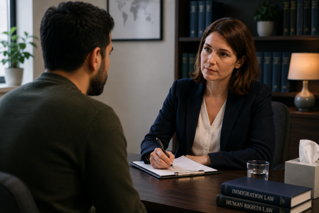 Consultant psychiatrist carrying out an immigration psychiatric assessment with an adult patient in a private clinic